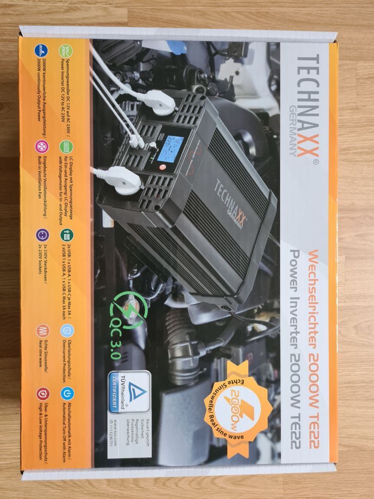 Інвертор, чиста синусоїда. Technaxx TE22 12 - 230 V Німеччиина 2-4 кВт