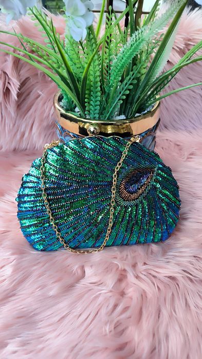 Piękna torebka kopertówka cekiny wesele studniówka sylwestra