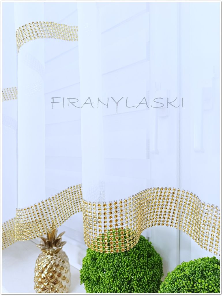 Firana 300x150  złote cyrkonie firanki gotowe
