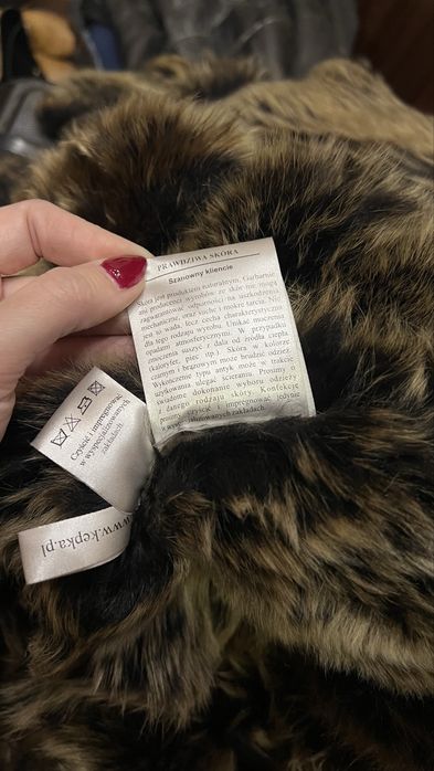 brązowy naturalny kożuch futro skóra 100% KĘPKA M/L