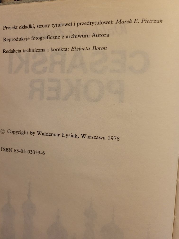 Waldemar Łysiak Cesarski poker 1991 KAW