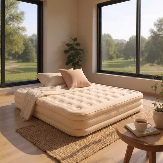 Надувная двуспальная кровать/Ліжко. Матрас/Ламзак для туризма. Насоc