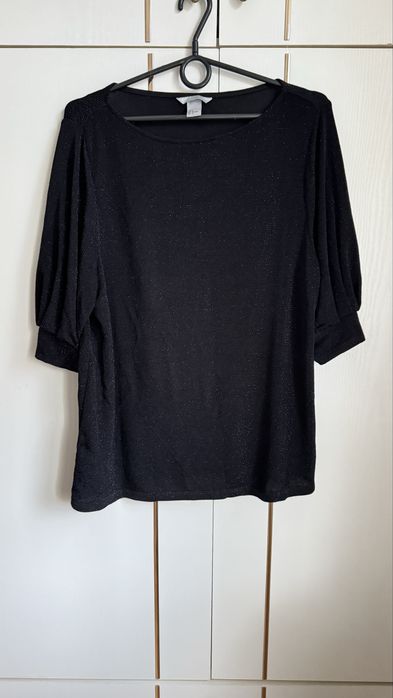 Elegancka bluzka czarna błyszcząca H&M 40 L