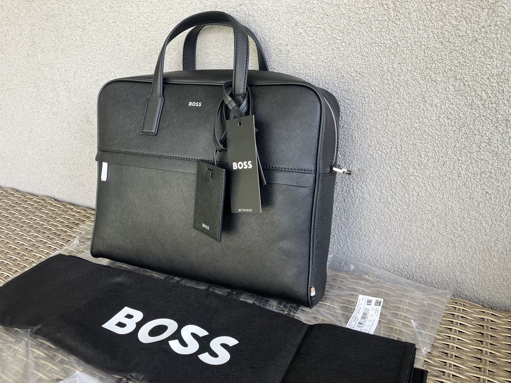 Hugo Boss luksusowa męska teczka na laptop torba skoraana Nowa