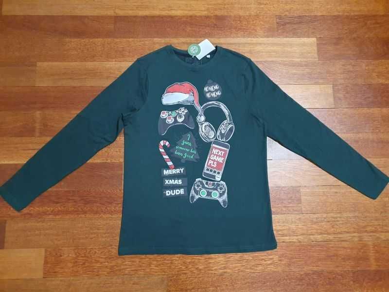 NOWA z metką bluzka C&A long sleeve rozm. 182 motyw świąteczny