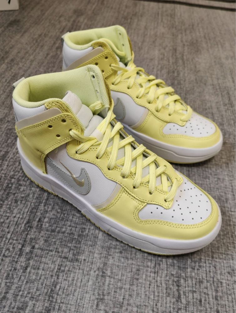 Оригінал Nike Dunk High Up Lemon Yellow жіночі високі кросівки Найк
