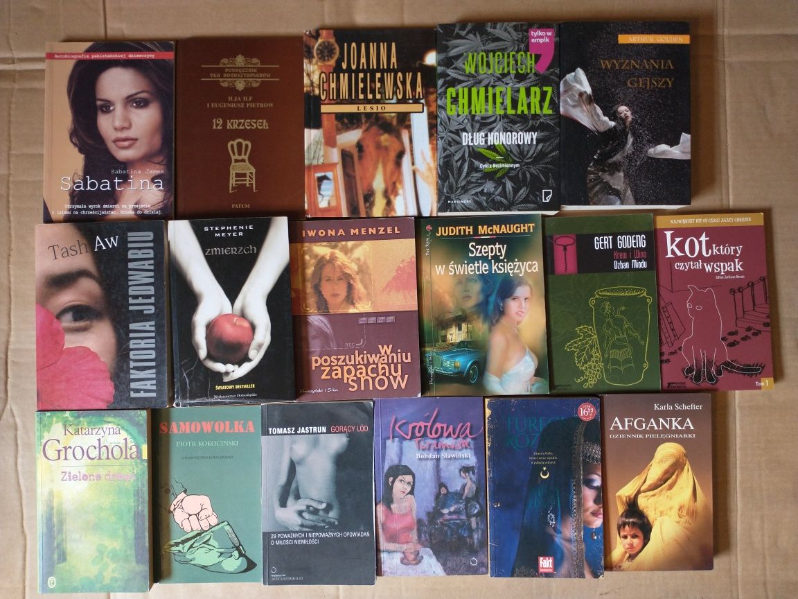 16 książek obyczajowych, dramaty, romanse, melodramaty