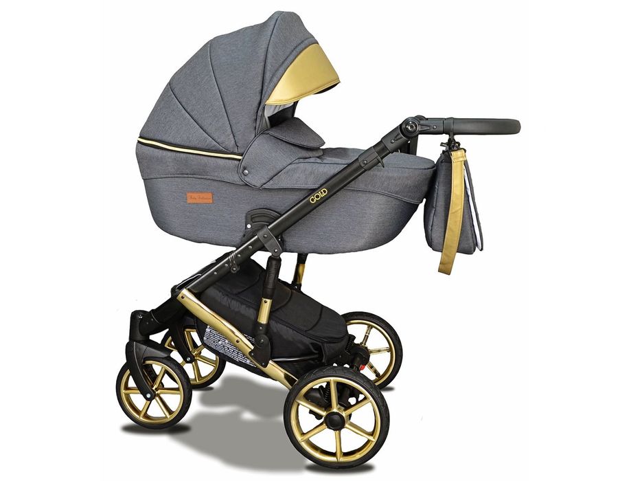 Wózek Dziecięcy Uczio Gold Złoty 4w1 Fotelik Samochodowy Baza Isofix