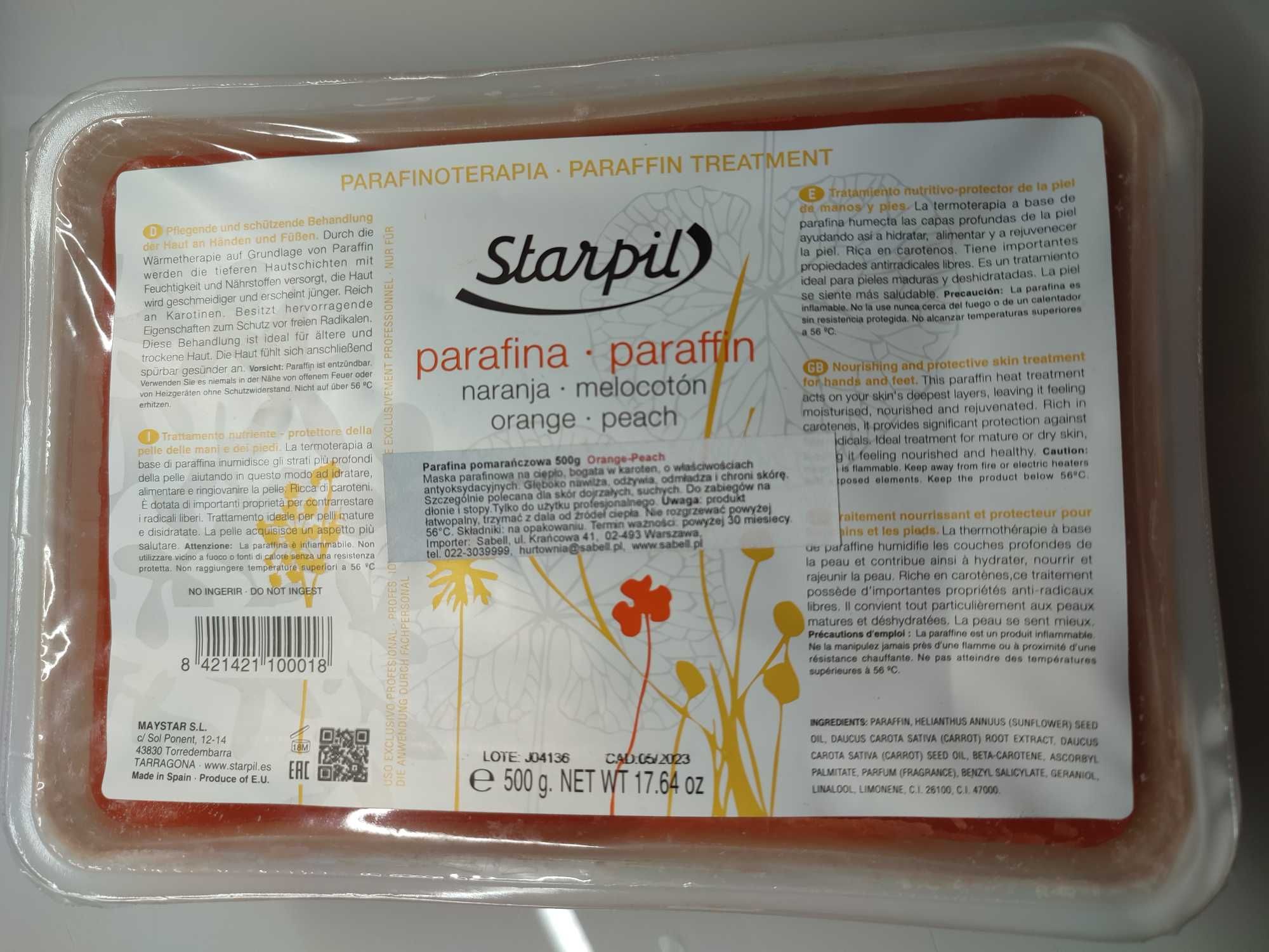 Starpil parafina ORANGE PEACH 500g NOWA