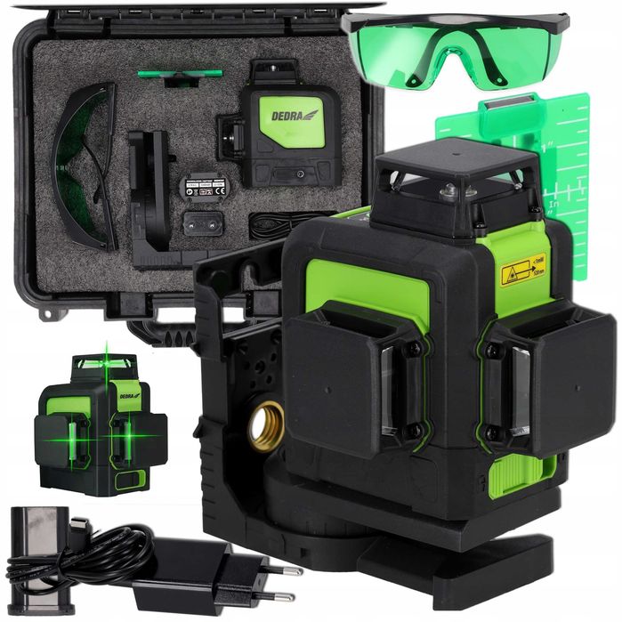 MULTILASER 3D Laser krzyżowy Poziomica laserowa DEDRA zielony 30m