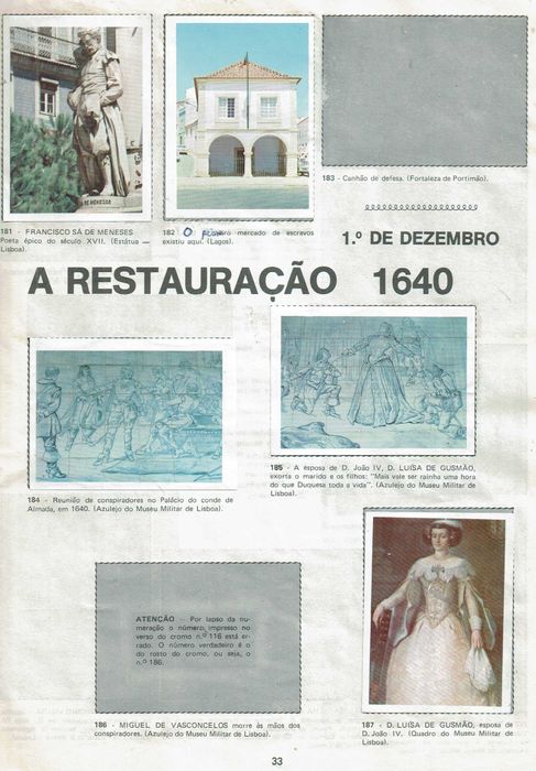 História de Portugal - Album de 330cromos de 1977