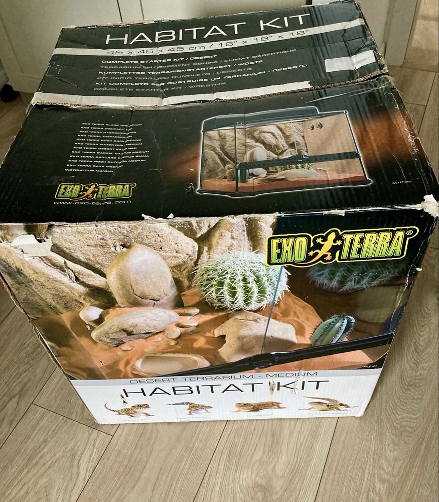 Terrarium EXO TERRA HABITAT KIT 45x45x45 + akcesoria, lampy: b. dobry