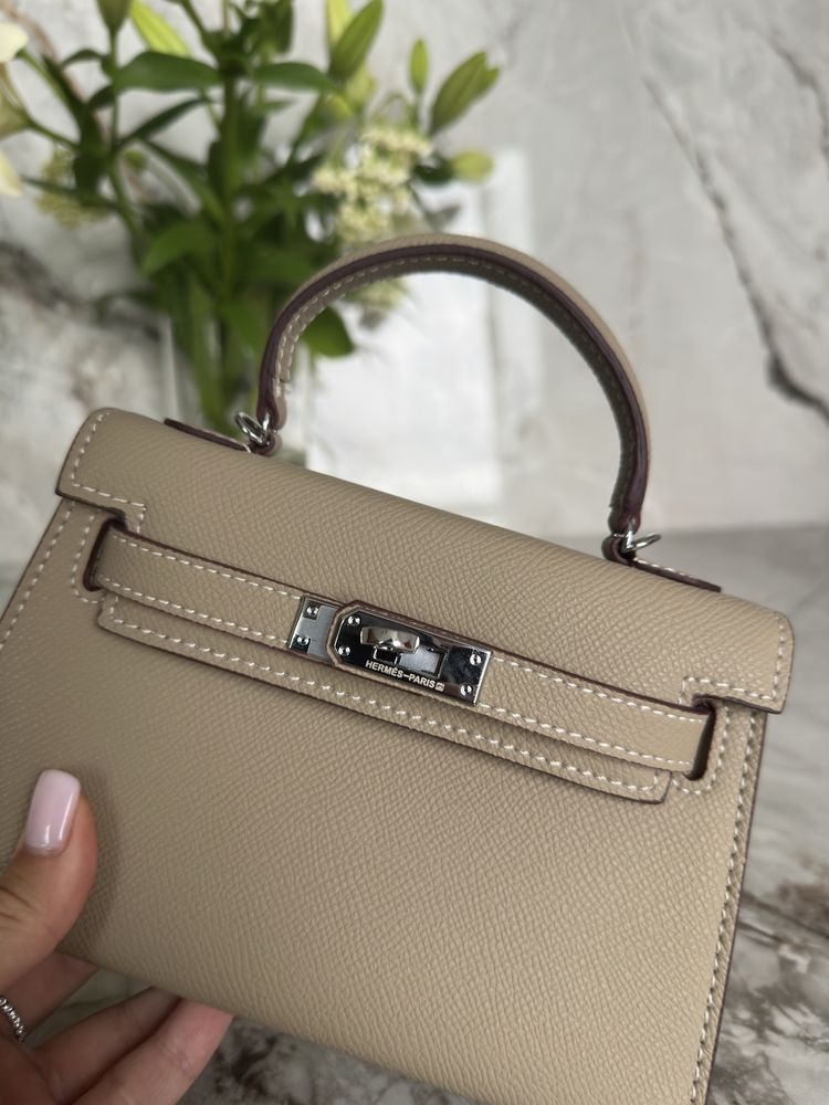 Сумка Hermes Kelly 20 mini epsom etain, Ермес Келлі міні, Эрмес Келли