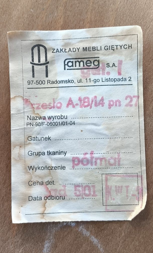 Krzesło gięte A18 Fameg klasyk