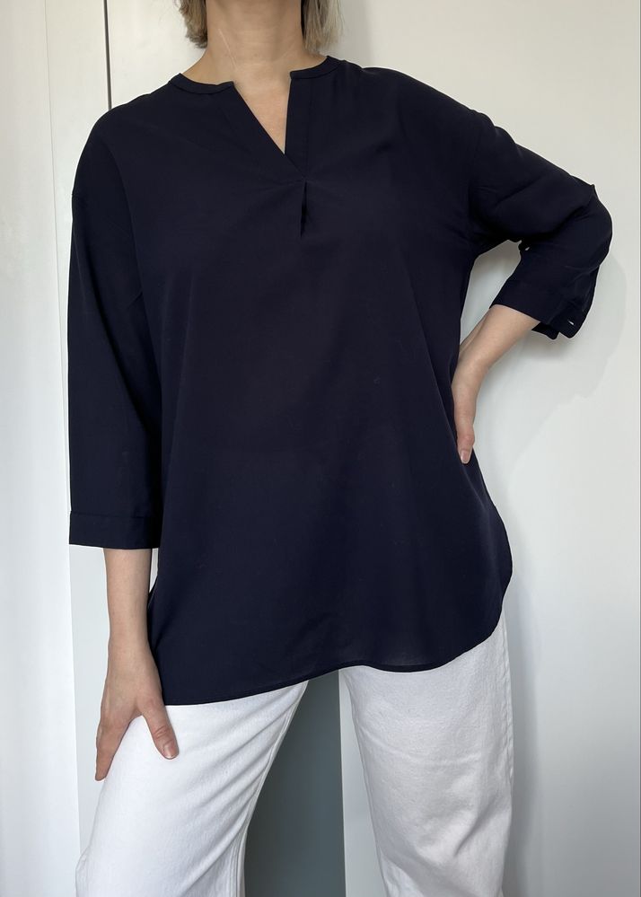 Uniqlo granatowa bluzka koszulowa basic
