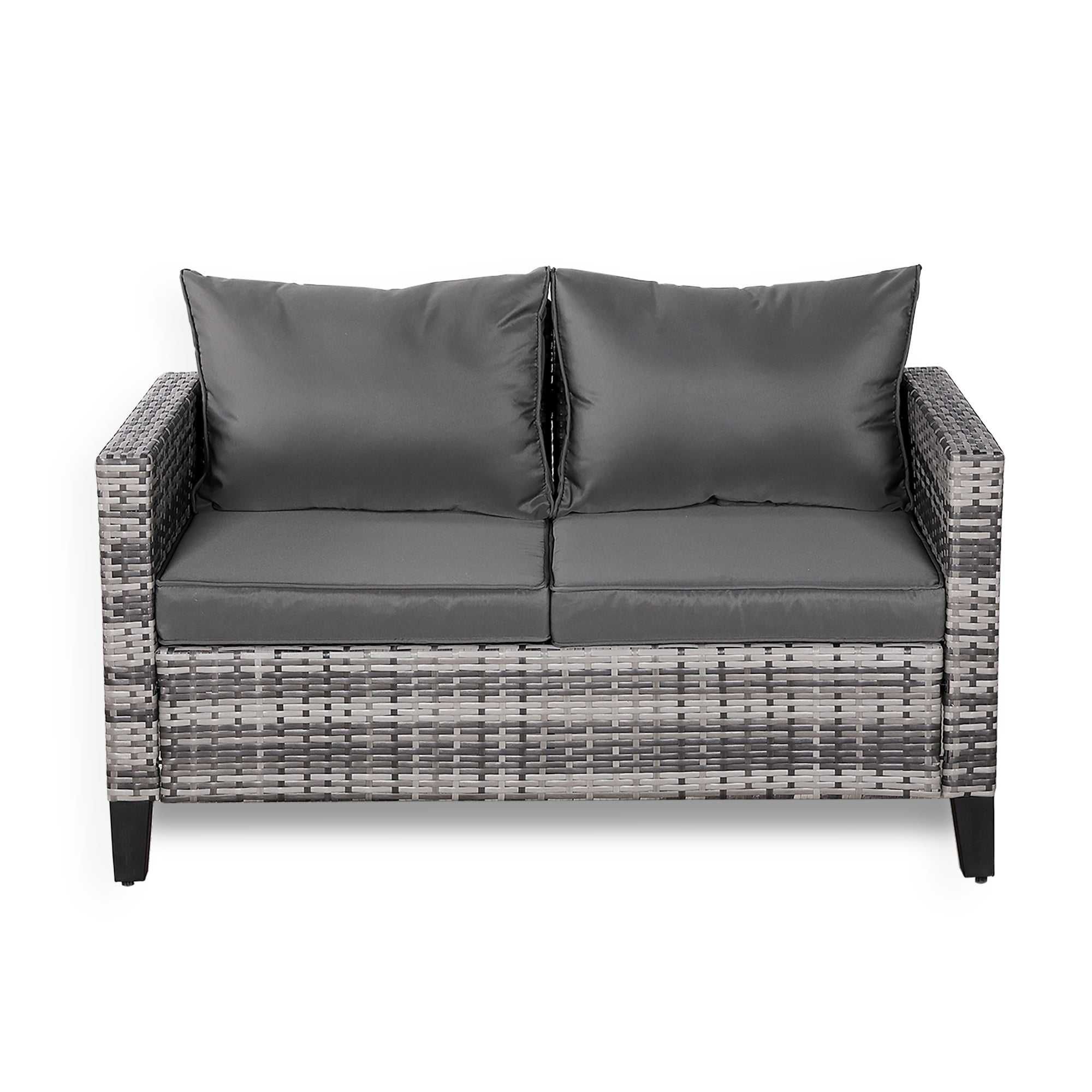 Dwuosobowa szara sofa rattanowa