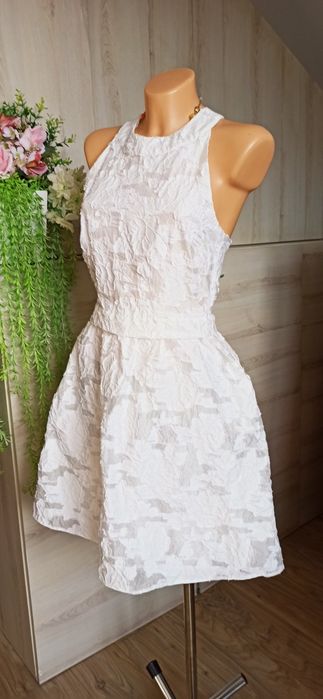 Sg Kremowa sukienka 34 , 36 XS  , S H&M piękna sukienka 34 , 36