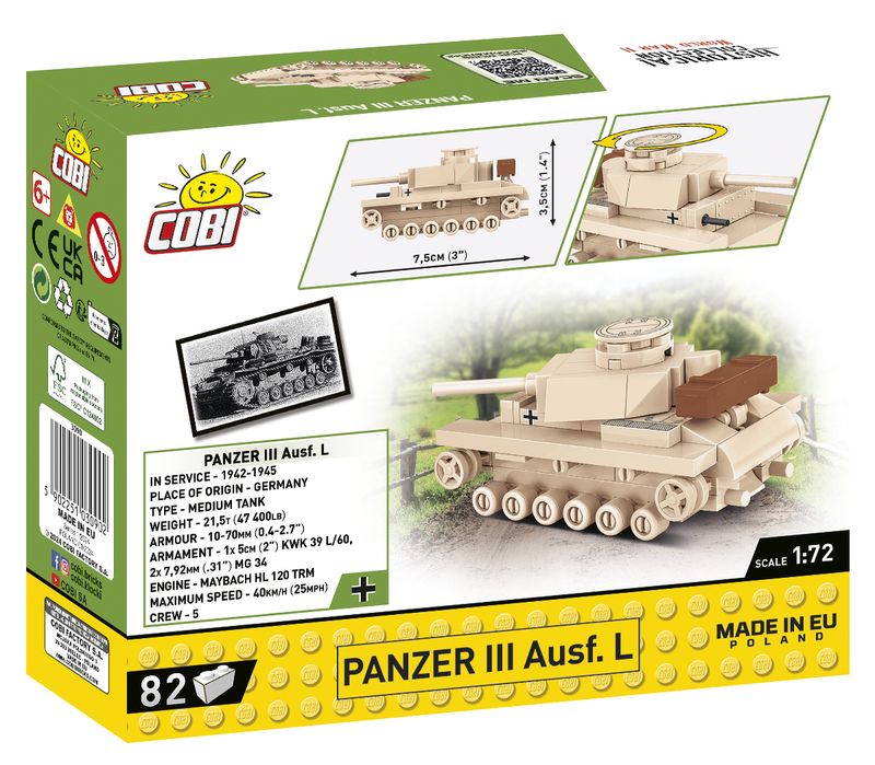 Klocki Cobi 3090 Czołg Panzer Iii Ausf.lhc Ww2 82 El.