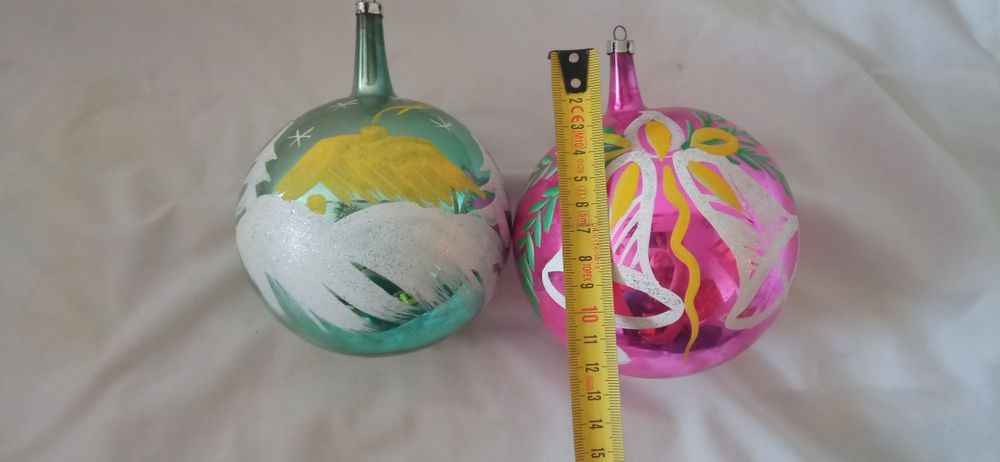 Bombki szklane vintage ręcznie malowane duże 20 cm