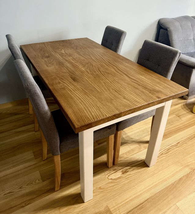 Stół, lite drewno jesionowe 150/80+40