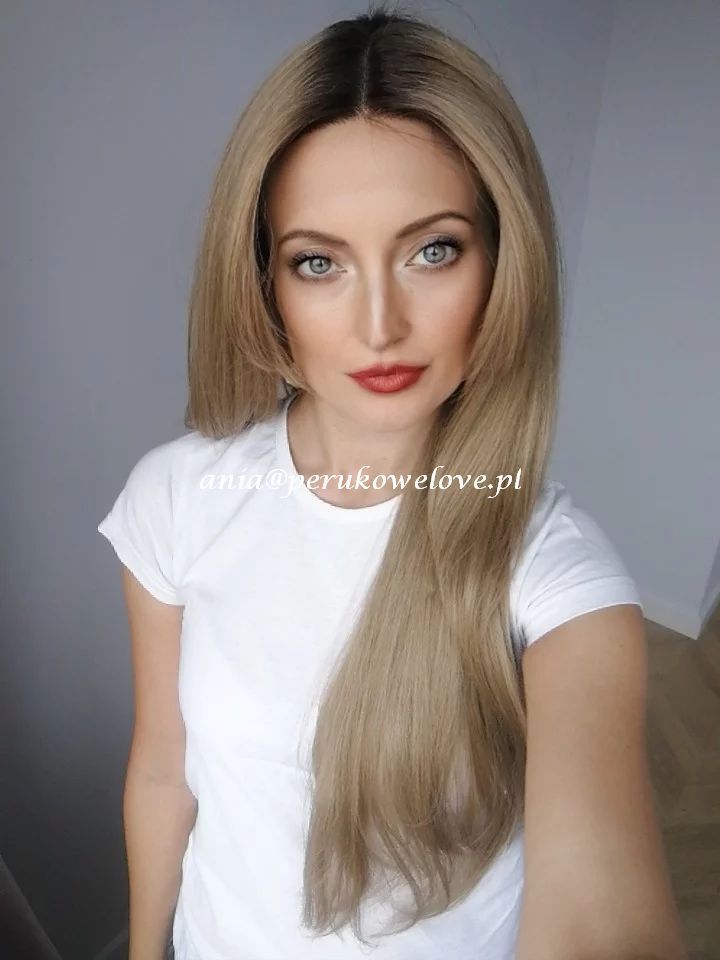 Peruka LACE FRONT karmelowy blond włosy stopniowane jak naturalne