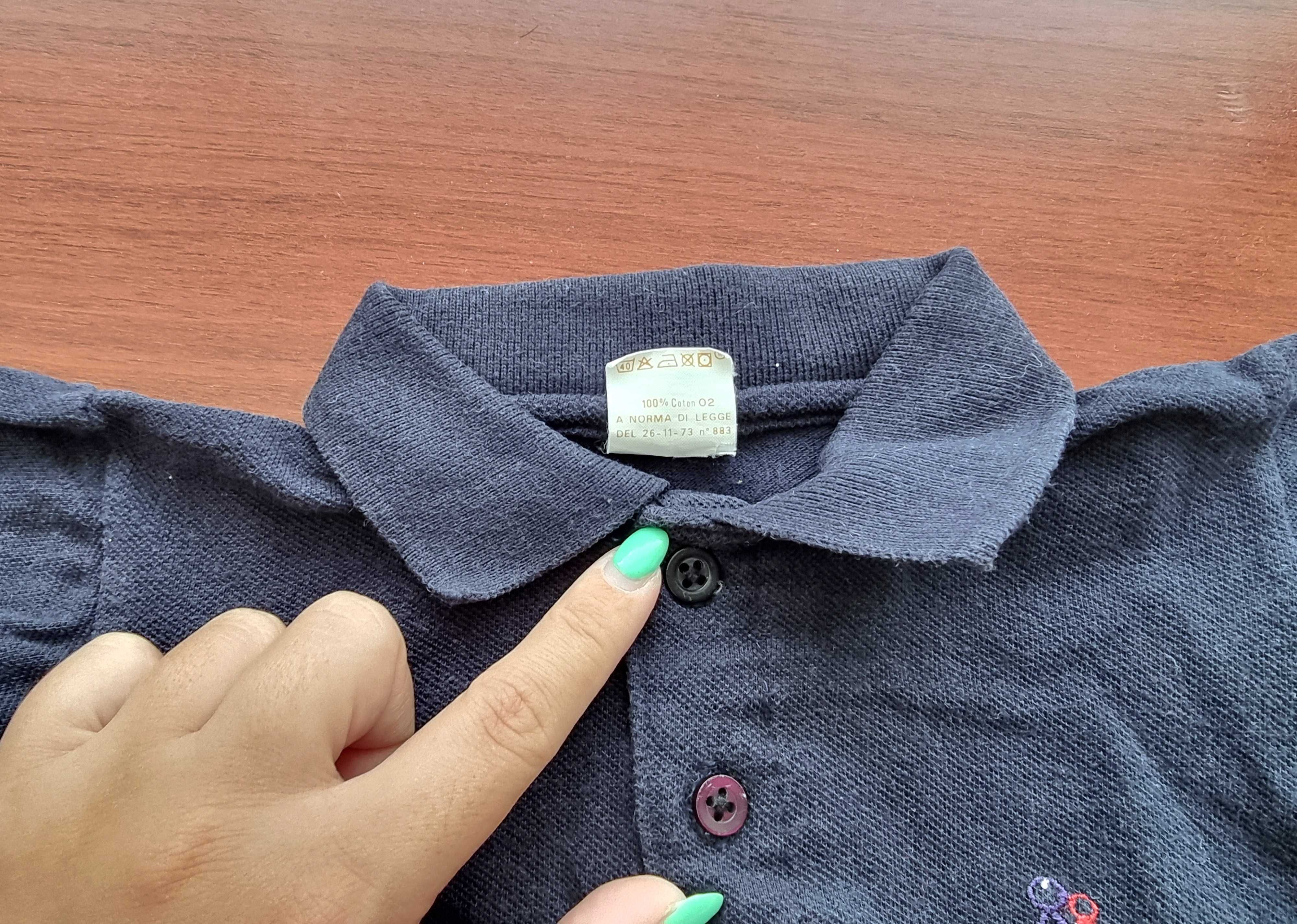 Polo azul escuro de manga curta Ozona 100% algodão, tamanho 6 meses