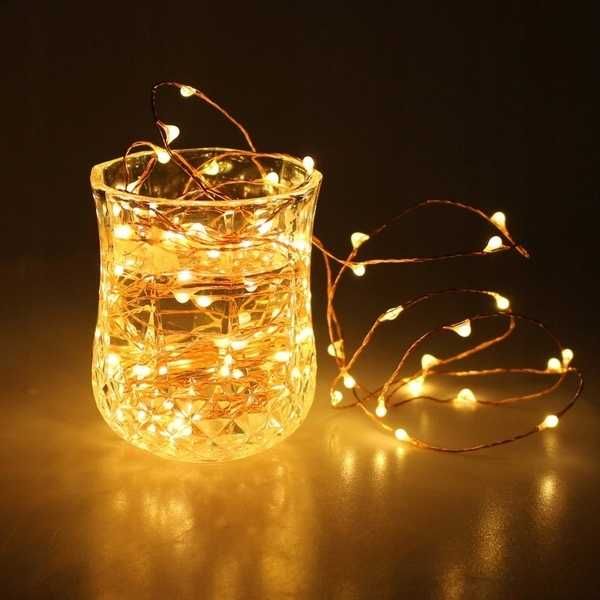 LAMPKI DRUCIKI 100 LED Na Baterie BIAŁY CIEPŁY Drucik 10M Girlanda