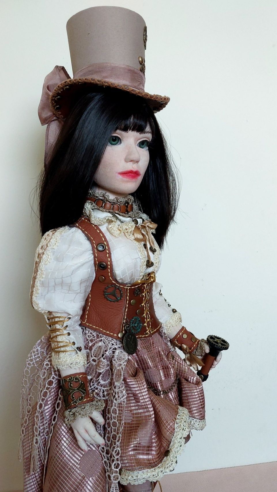 Steampunkowa Pani. Lalka tekstylna wykonana ręcznie.
