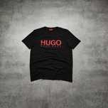 MĘSKA PREMIUM Koszulka Czarna Duże Logo Casual Elegancka Hugo Boss