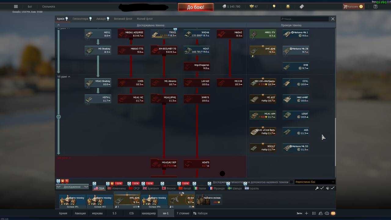 Акаунт War Thunder, багато топів + премів.