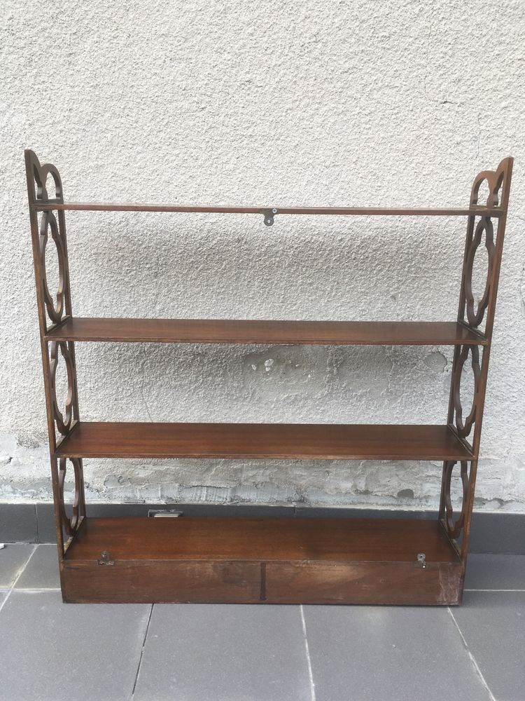 Angielska mahoniowa półka na książki początek XX wieku vintage design