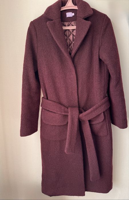 Пальто вовняне на утеплювачі колір марсала бренд byme