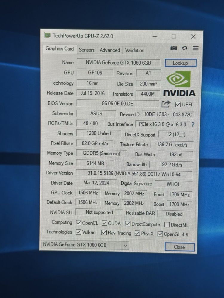 Asus G11CD 8GB RAM/256GB SSD/i5-7400 nvidia 1060 6GB! N2358