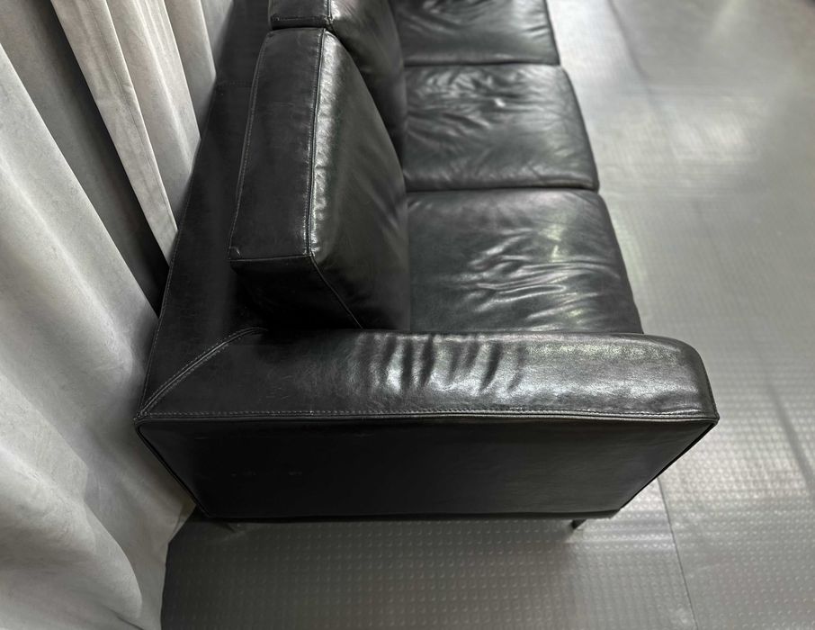 Чорний шкіряний диван-трійка/шкіряний диван/шкіряні дивани/меблі