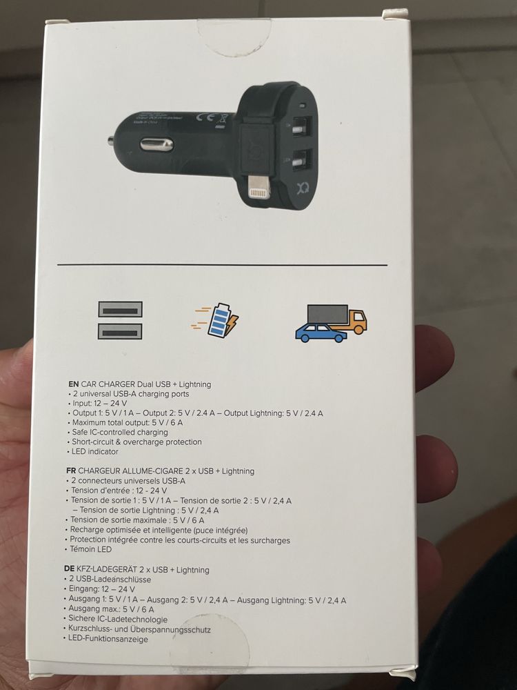 Ładowarka samochodowa Xqisit 6A Dual USB wyjście Iphone + USB