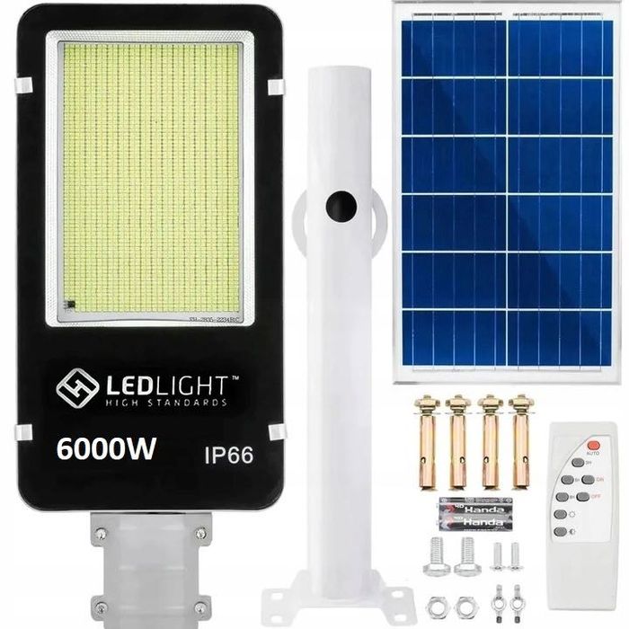 LAMPA SOLARNA 6000W Mocna Uliczna Latarnia NA SŁUP Ogrodowa LED