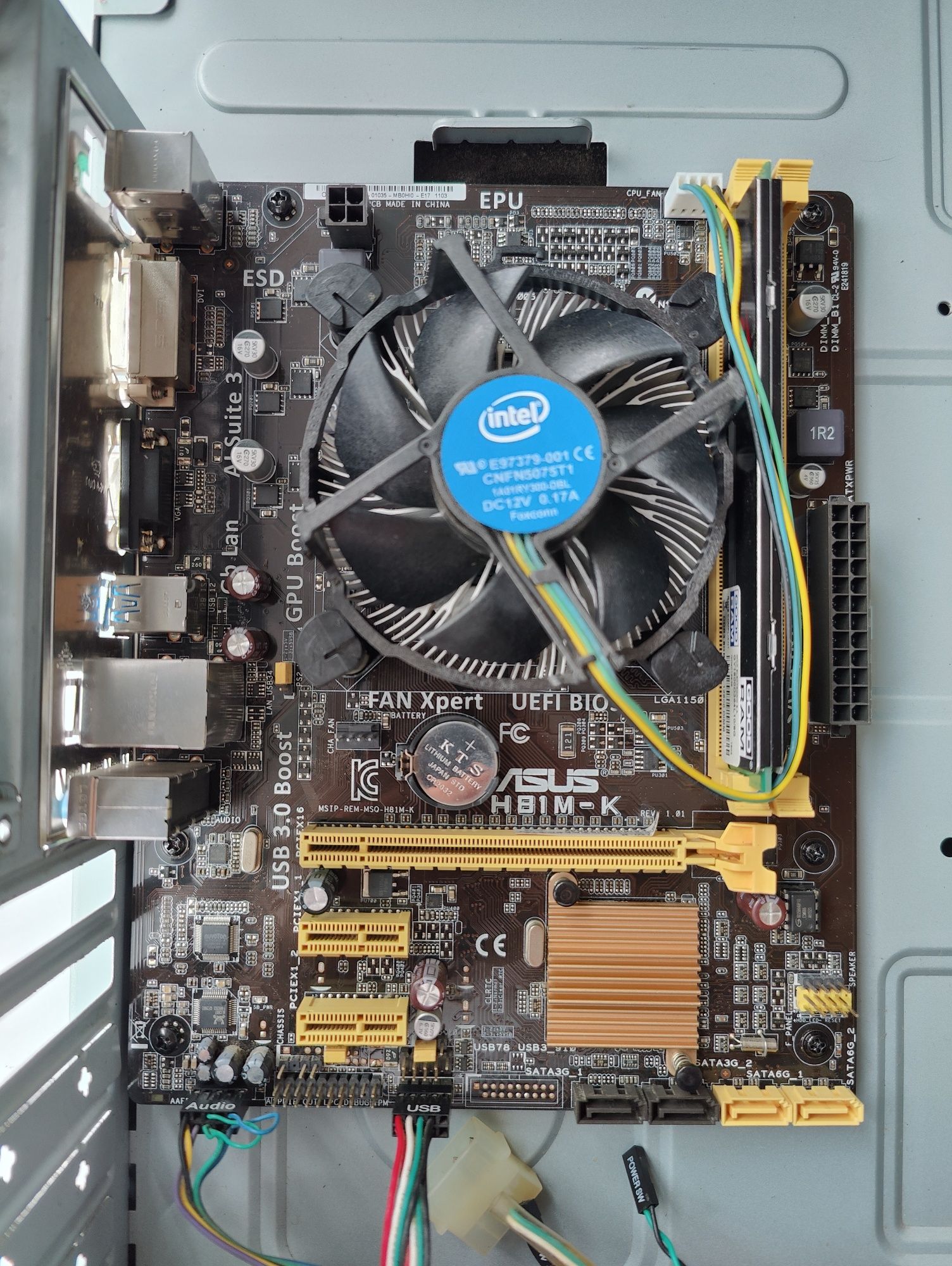 H81m-k + intel i3-4170 + goodram ddr3 8gb 1600 МГц + БП Gembird 450w