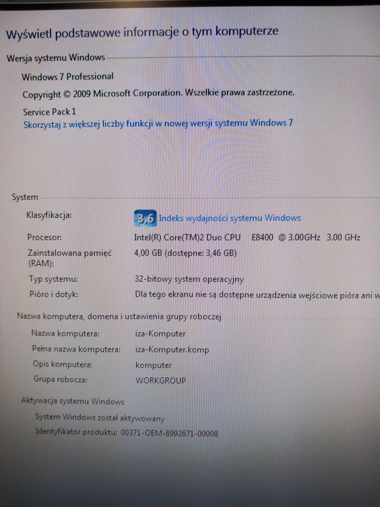 Komputer HP Compaq 8000 Elitę + monitor