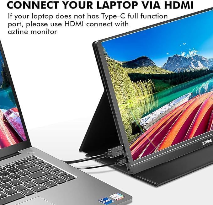Aztine Przenośny Monitor 15,6" Fhd Ips Usb-C Hdmi Do Laptopa