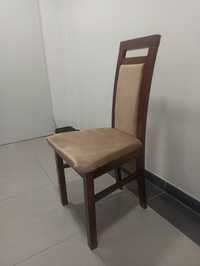 Krzesło drewniane, tapicerka beż