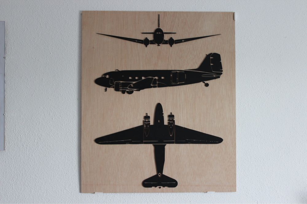 Quadro madeira aviao Douglas DC 3