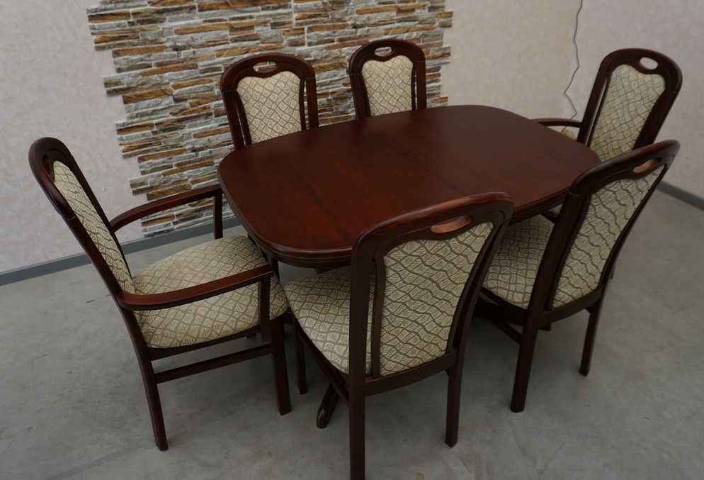 stół mahoniowy rozkładany do 210 cm + 6 krzeseł  (l-145)   rabat  30%