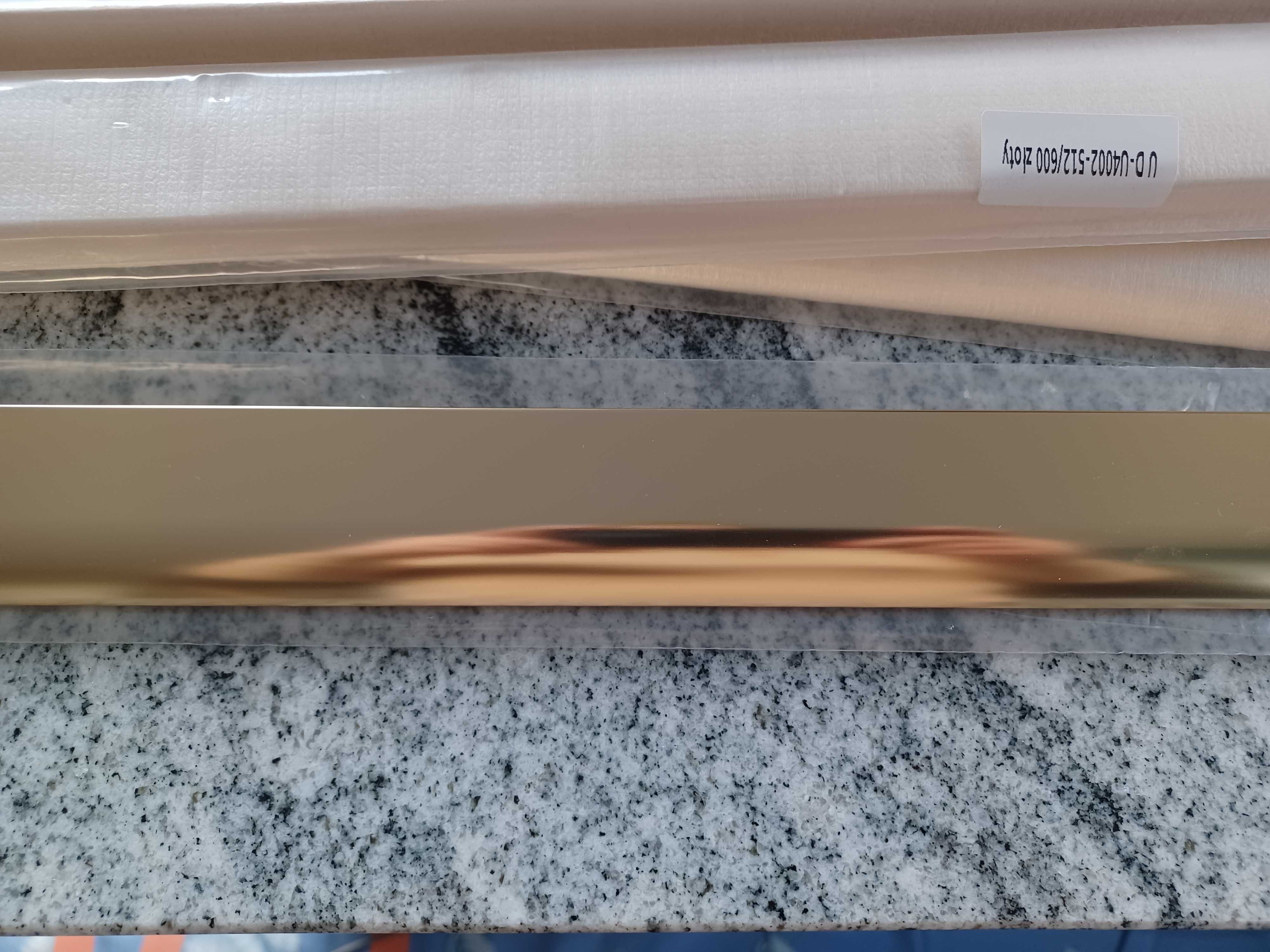 Uchwyty do szafek krawędziowe metalowe złote 60 cm nowe rose gold 4szt