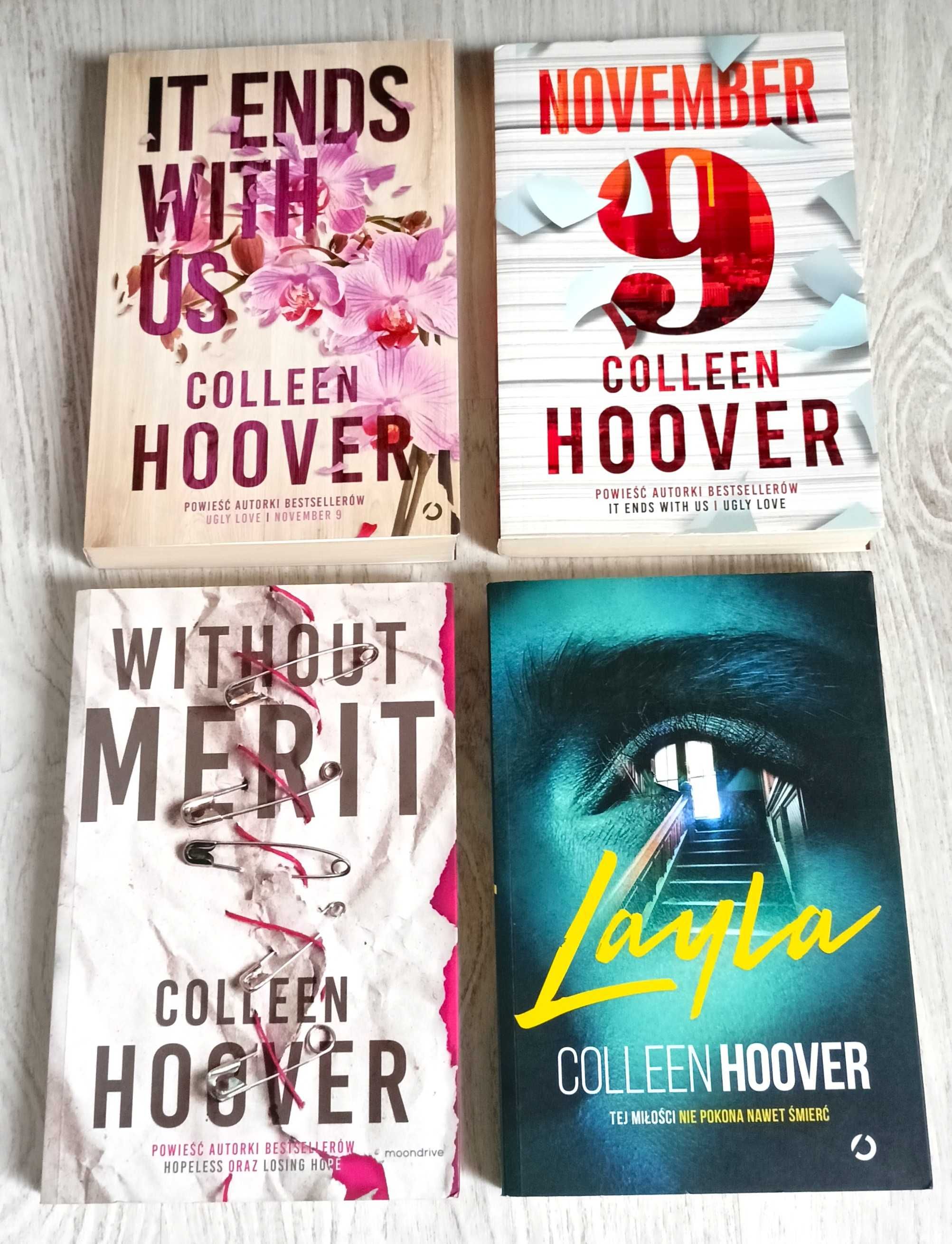 4x Colleen Hoover It ends with us + November 9 + Without Merit + Layla