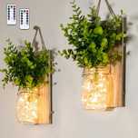 2 SZTUK Wiszące Szklane Słoiki Mason LED Fairy Lights