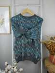Wełniany sweter vintage kolorowy wzór print sweterek wełna retro XL 42