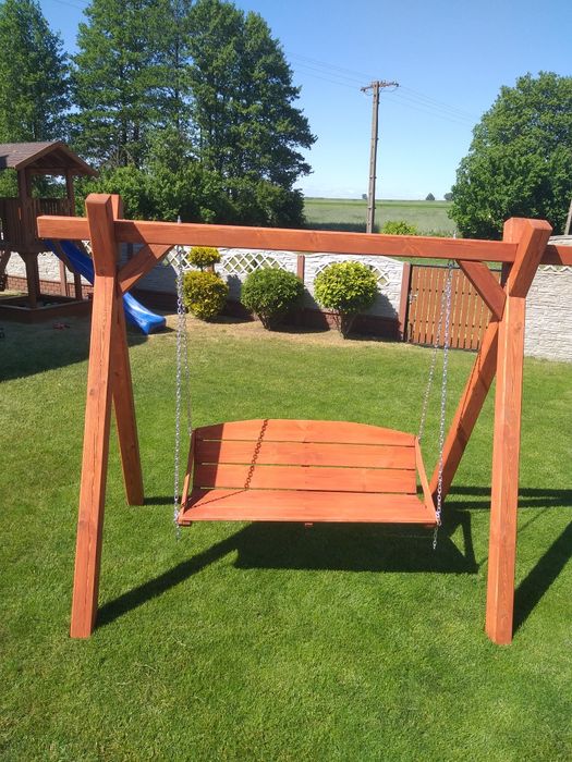 SOLIDNA drewniana huśtawka ogrodowa, bujawka ogrodowa