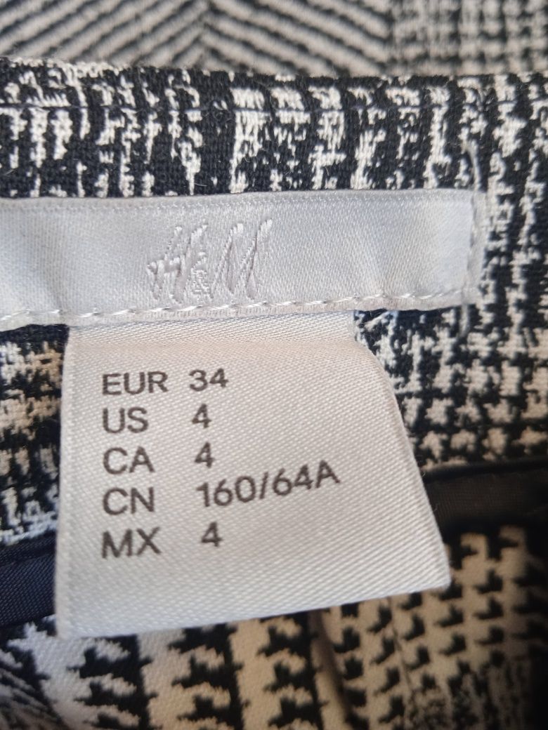 NOWA Spódniczka H&M Midi 34 XS Spódnica Tweed Pepitka Ołówkowa Jodełka