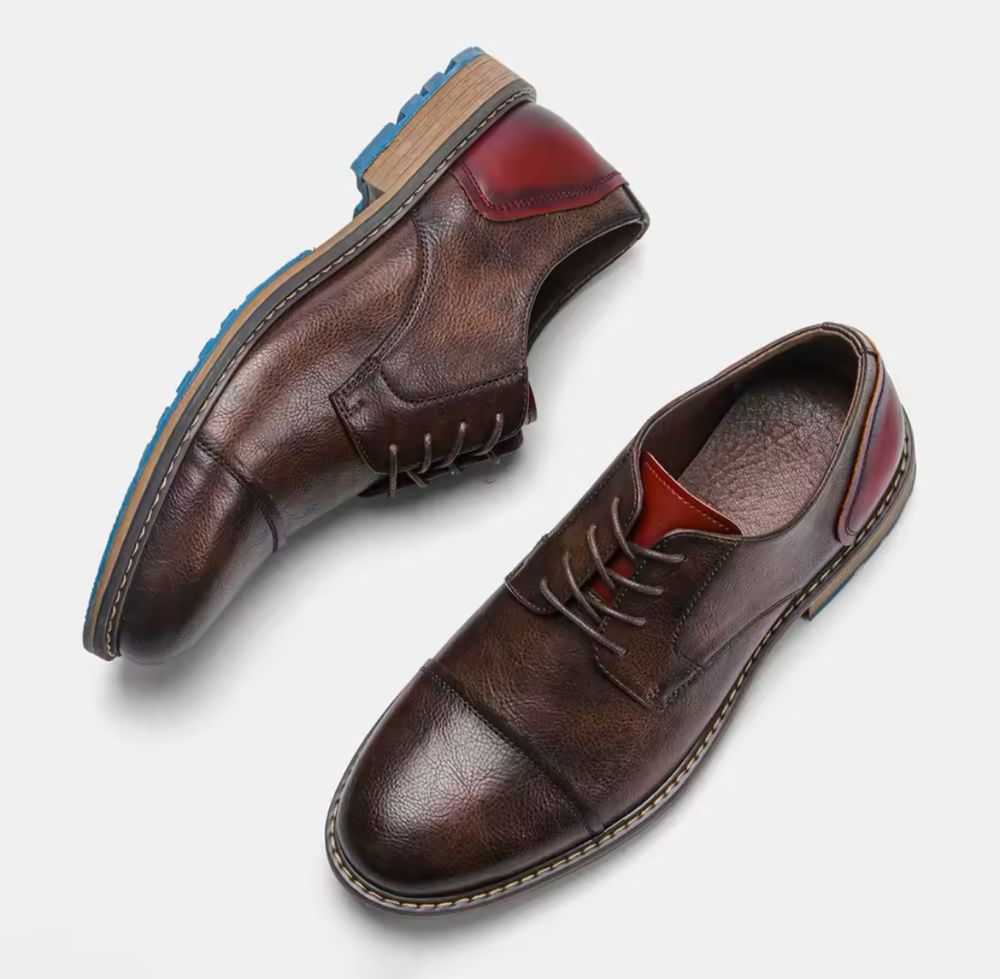 Półbuty męskie derby oxfordki martensy brązowe eleganckie casual