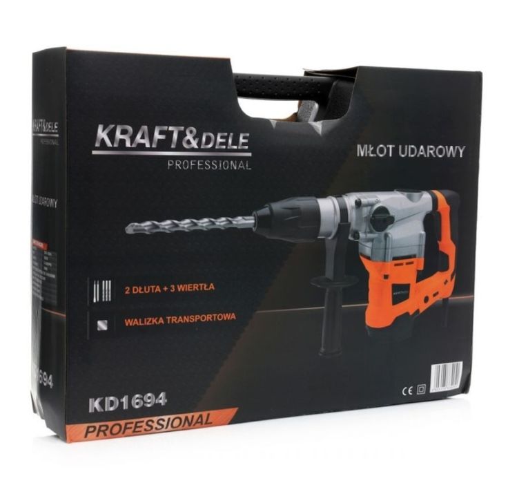 Młot udarowy 2400W +2 dłuta i 3 wiertła